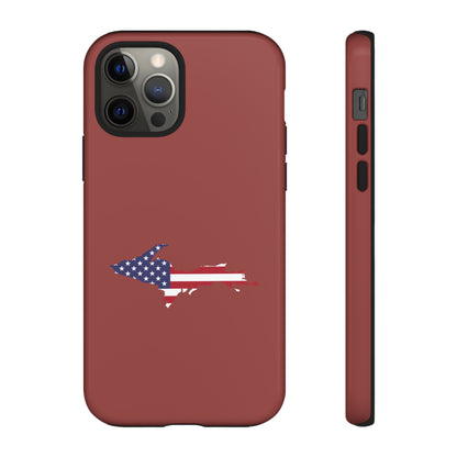 Michigan Upper Peninsula Tough Phone Case (Ore Dock Red w/ UP USA Flag Outline) | Apple iPhone