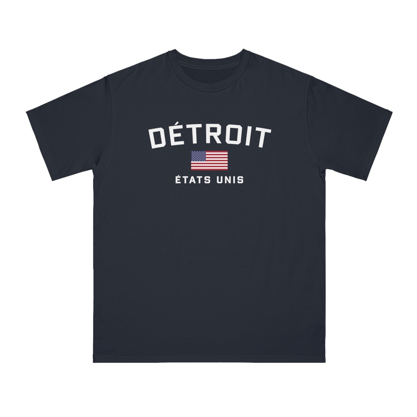 'Détroit États Unis' T-Shirt (w/ USA Flag Outline) | Organic Unisex