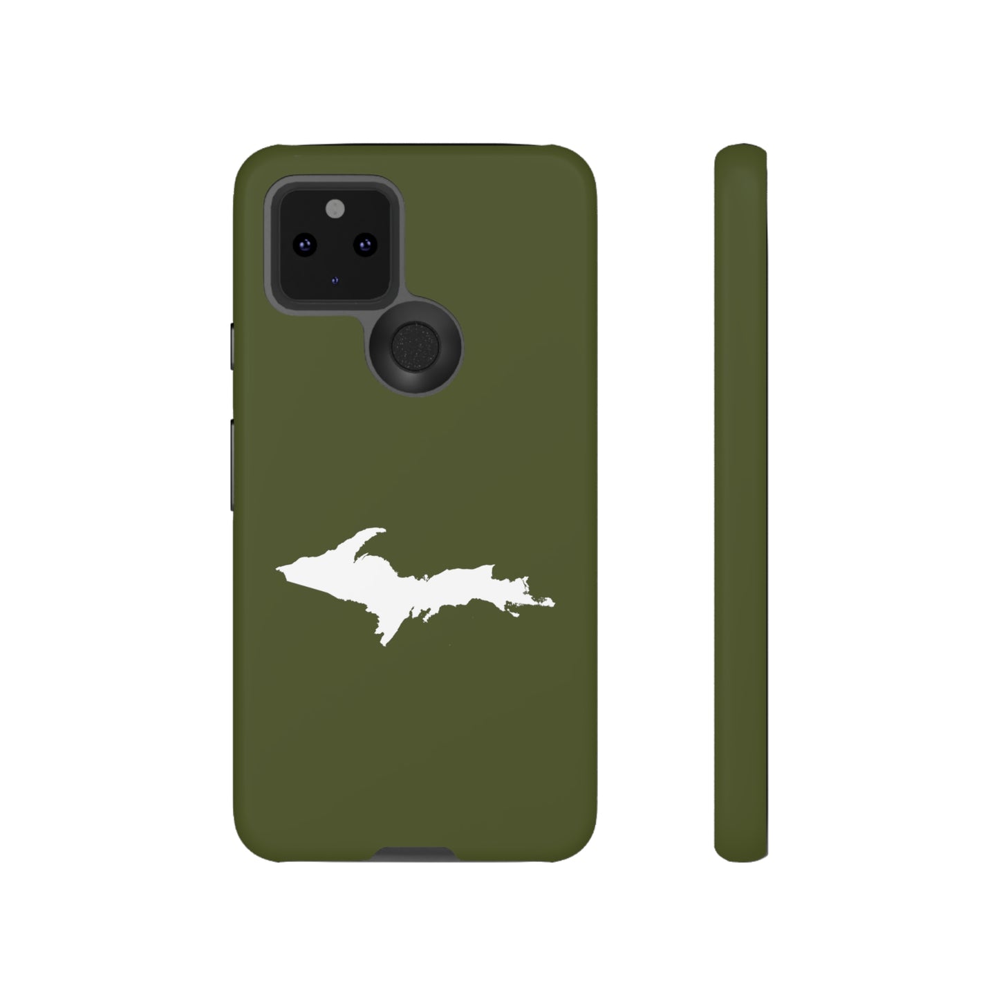 Michigan Upper Peninsula Tough Phone Case (Army Green w/ UP Outline) | Samsung & Pixel Android