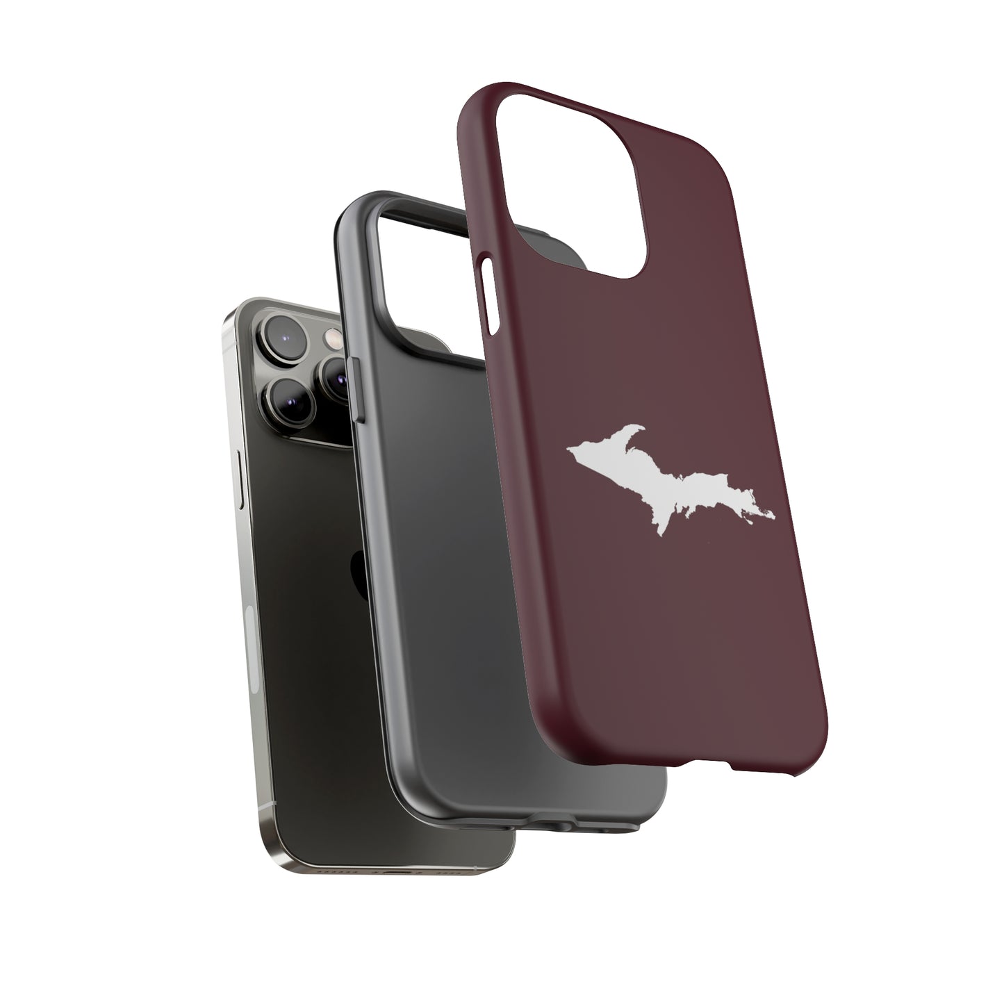 Michigan Upper Peninsula Tough Phone Case (Old Mission Burgundy w/ UP Outline) | Apple iPhone