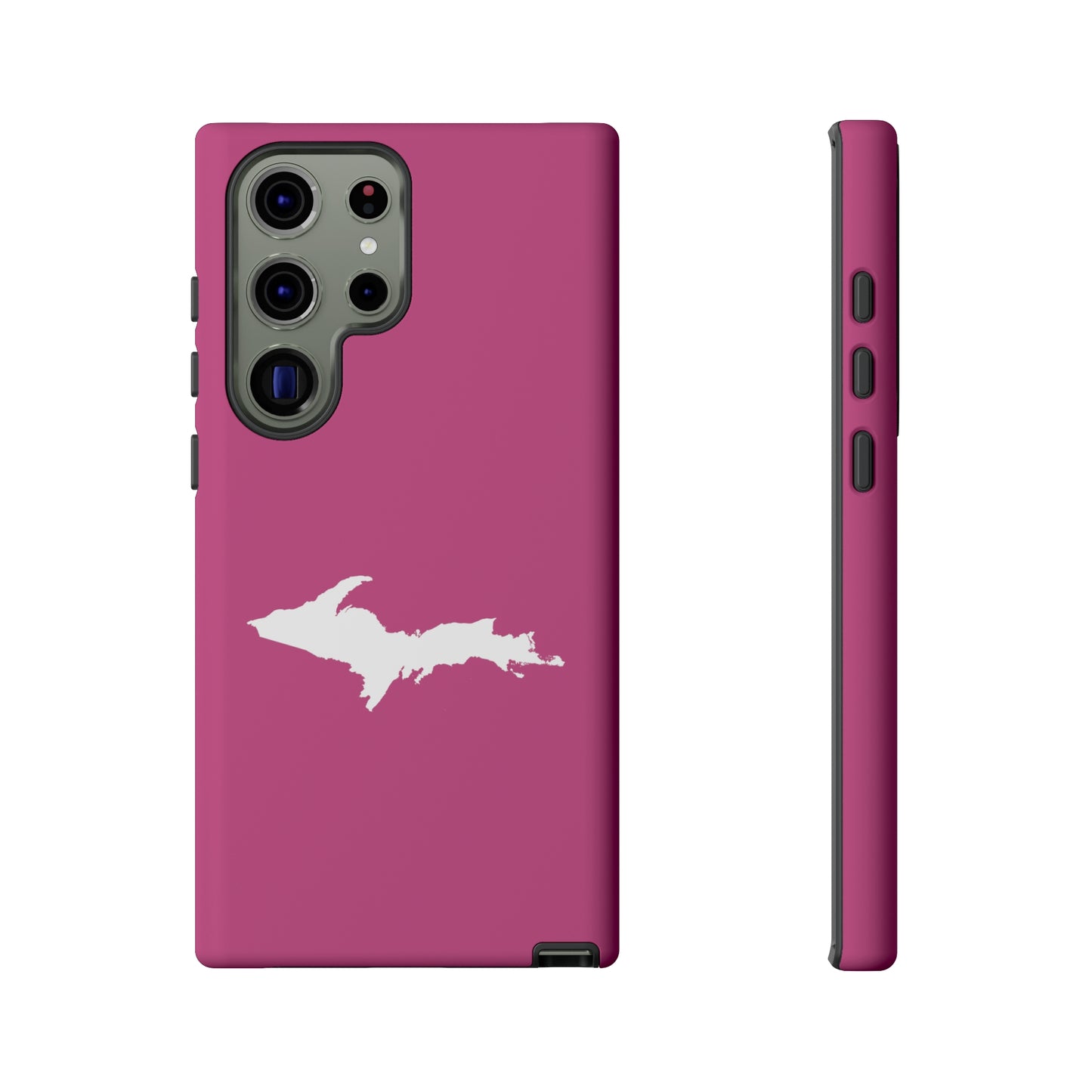 Michigan Upper Peninsula Tough Phone Case (Apple Blossom Pink w/ UP Outline) | Samsung & Pixel Android