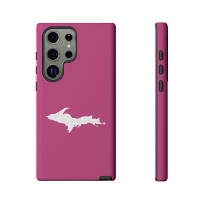 Michigan Upper Peninsula Tough Phone Case (Apple Blossom Pink w/ UP Outline) | Samsung & Pixel Android