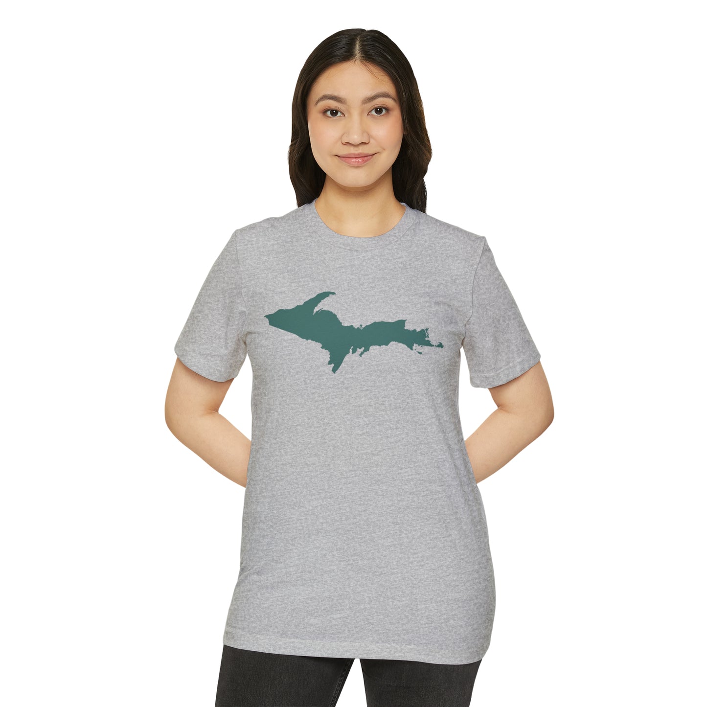Michigan Upper Peninsula T-Shirt (w/ Copper Green UP Outline) | Unisex Recycled Organic