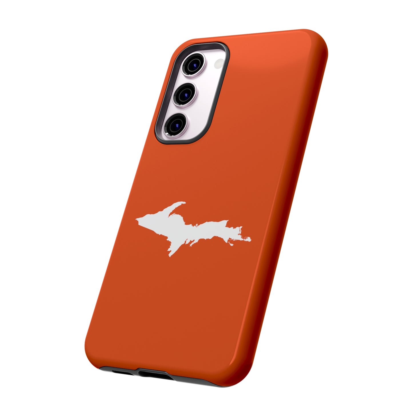 Michigan Upper Peninsula Tough Phone Case (Maple Leaf Orange w/ UP Outline) | Samsung & Pixel Android