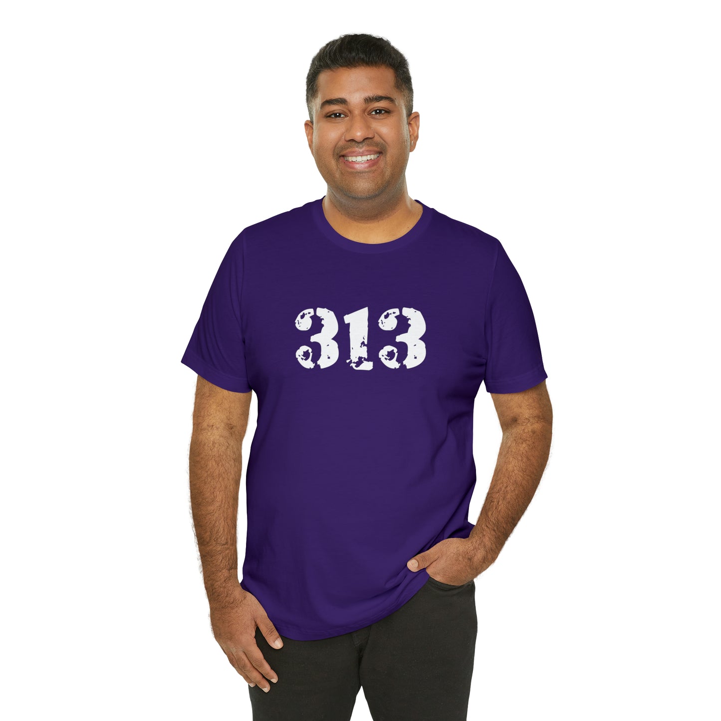 Detroit '313' T-Shirt (Distressed Stencil Font) | Unisex Standard Fit