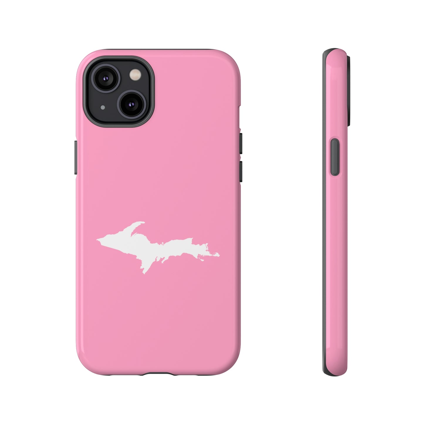 Michigan Upper Peninsula Tough Phone Case ('67 Caddie Pink w/ UP Outline) | Apple iPhone