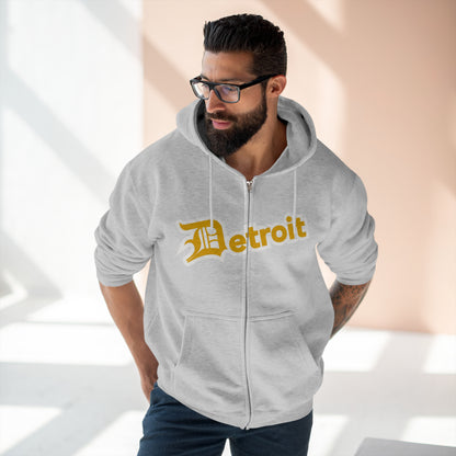 'Detroit' Hoodie (Gold w/ Old English 'D') | Unisex Full Zip