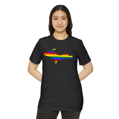 Michigan Upper Peninsula T-Shirt (w/ UP Rainbow Pride Flag) | Unisex Recycled Organic