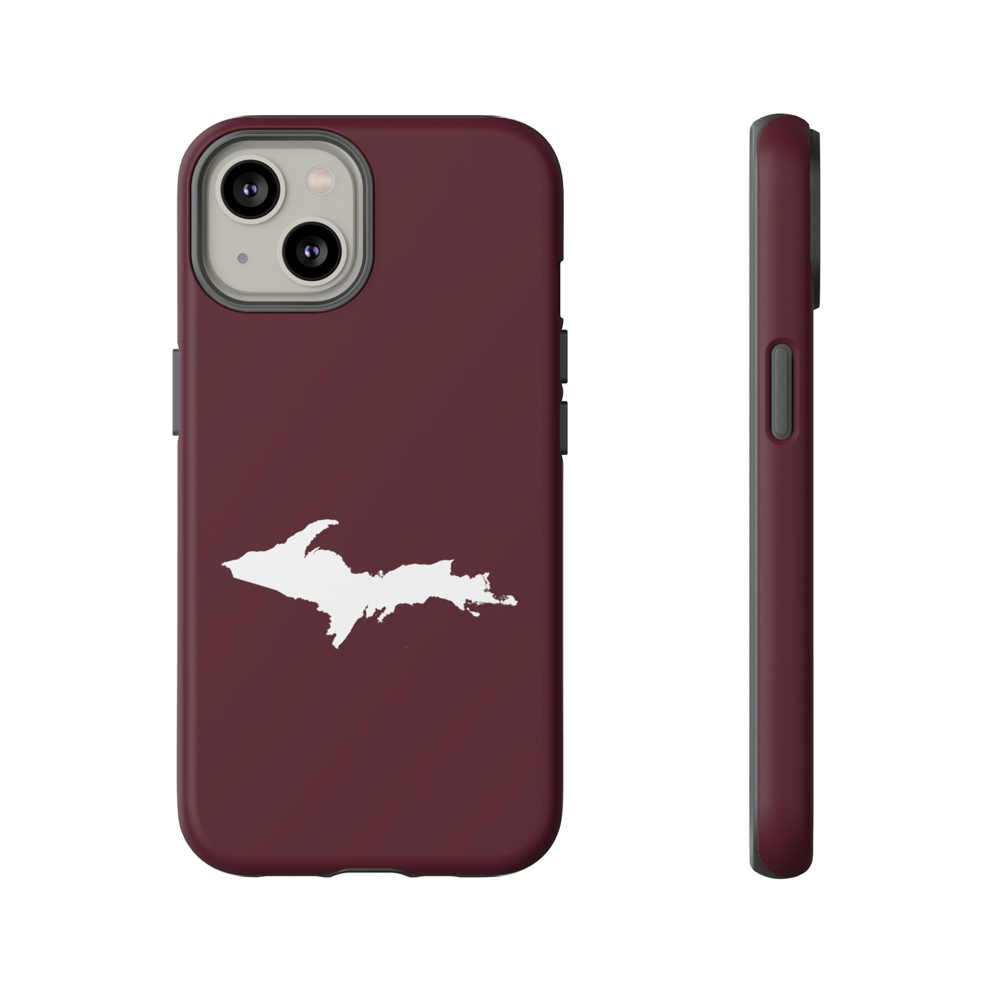 Michigan Upper Peninsula Tough Phone Case (Old Mission Burgundy w/ UP Outline) | Apple iPhone