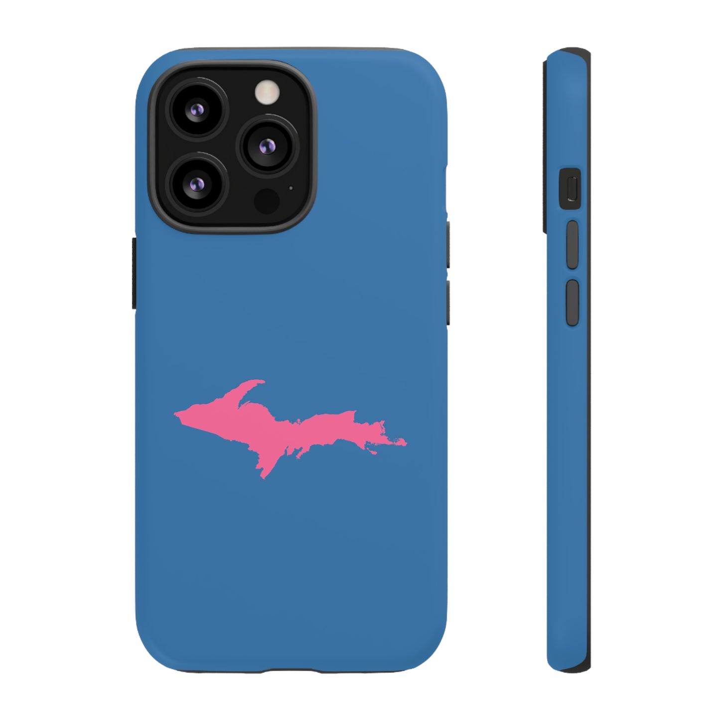 Michigan Upper Peninsula Tough Phone Case (Lake Superior Blue w/ Pink UP Outline) | Apple iPhone