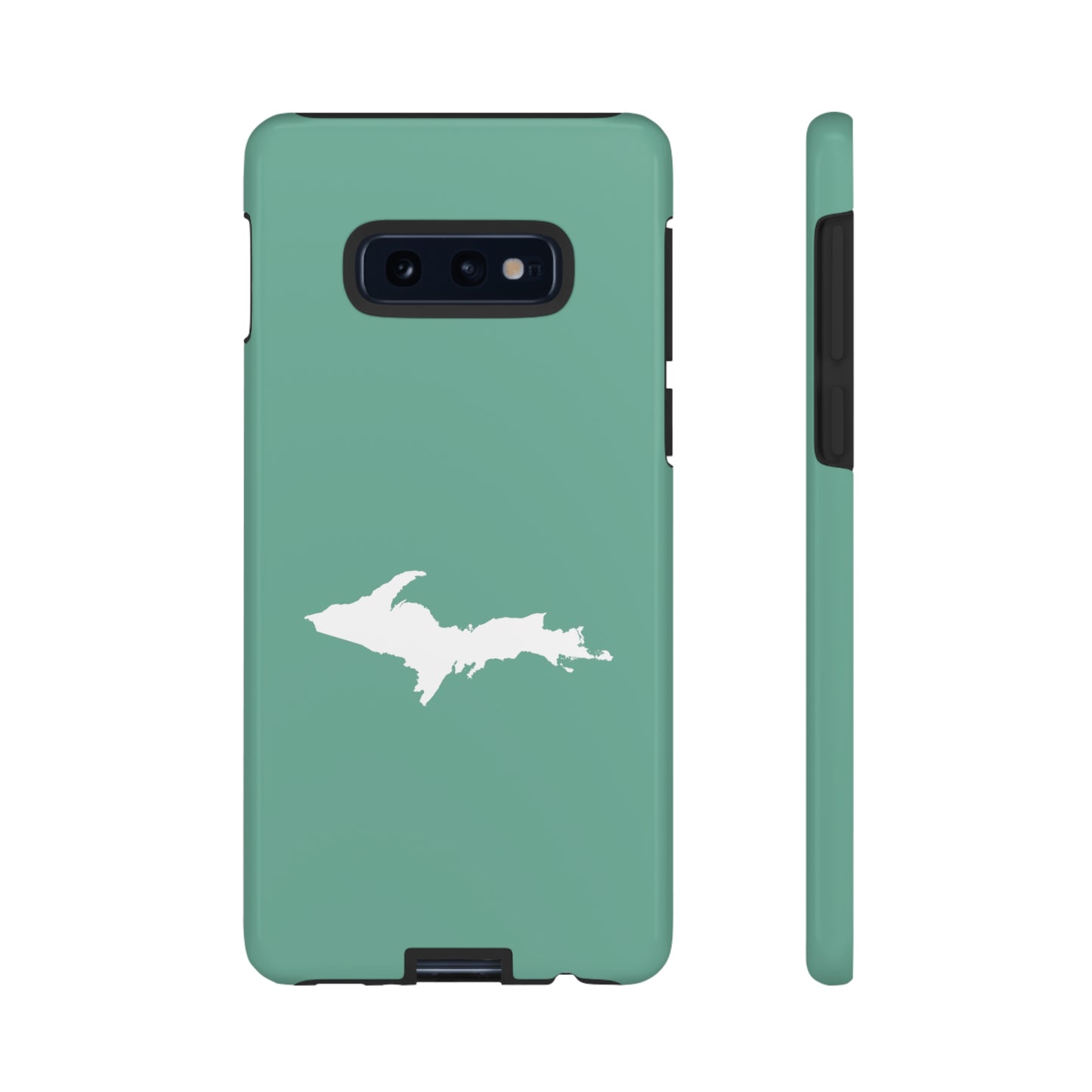 Michigan Upper Peninsula Tough Phone Case ('64 Metallic Mint Green w/ UP Outline) | Samsung & Pixel Android