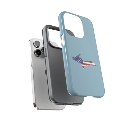 Michigan Upper Peninsula Tough Phone Case (Opal Blue w/ UP USA Flag Outline) | Apple iPhone