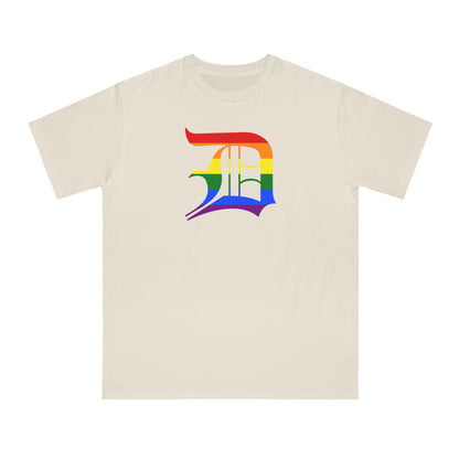 Detroit 'Old English D' T-Shirt (Rainbow Pride Edition) | Unisex Organic