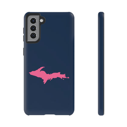 Michigan Upper Peninsula Tough Phone Case (Navy w/ Pink UP Outline) | Samsung & Pixel Android