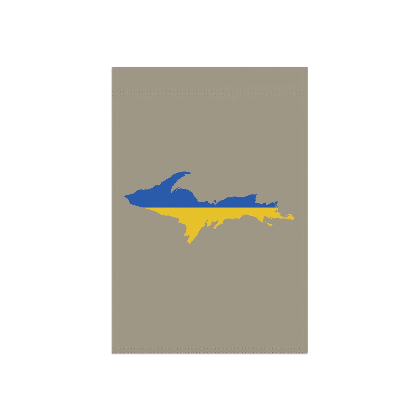 Michigan Upper Peninsula Home & Garden Flag (w/ UP Ukraine Flag) | Petoskey Stone Beige