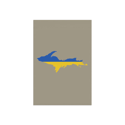 Michigan Upper Peninsula Home & Garden Flag (w/ UP Ukraine Flag) | Petoskey Stone Beige