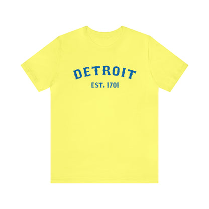 'Detroit EST. 1701' T-Shirt (Azure Ballpark Font) | Unisex Standard