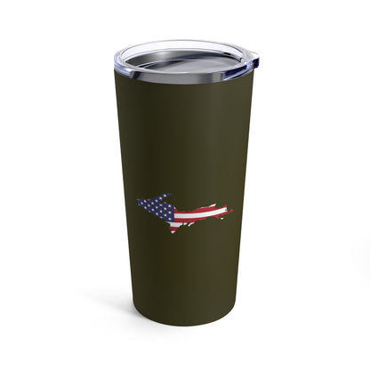 Michigan Upper Peninsula Tumbler (w/ UP USA Flag) | Millitary Green - 20oz