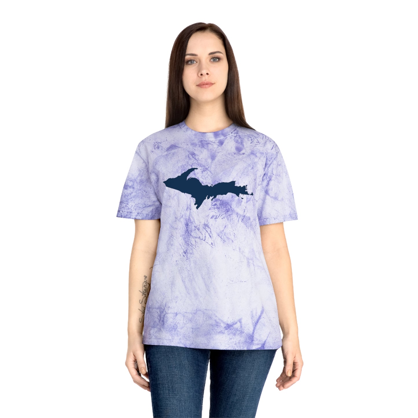 Michigan Upper Peninsula T-Shirt (w/ Navy UP Outline) | Unisex Color Blast