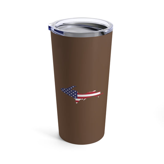 Michigan Upper Peninsula Tumbler (w/ UP USA Flag) | Coffee Color - 20oz