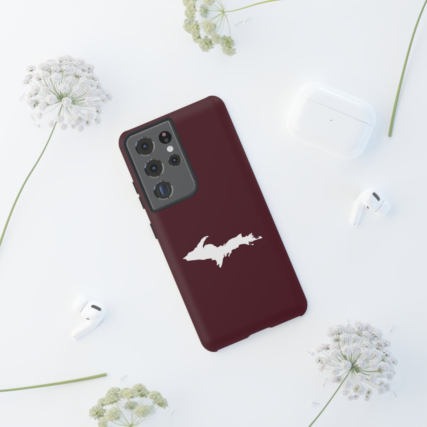 Michigan Upper Peninsula Tough Phone Case (Pinot Red w/ UP Outline) | Samsung & Pixel Android