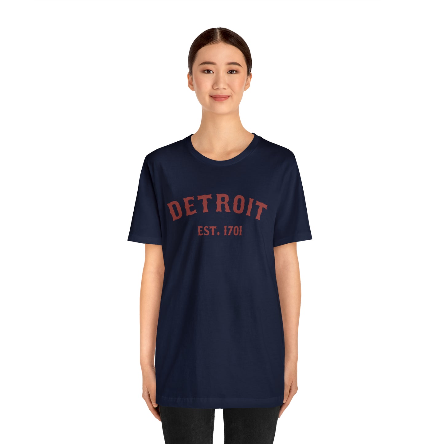 Detroit EST. 1701' T-Shirt (Ore Dock Red Ballpark Font) | Unisex Standard