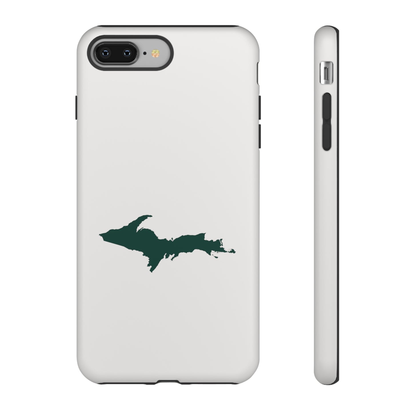 Michigan Upper Peninsula Tough Phone Case (Birch Bark White w/ Green UP Outline) | Apple iPhone