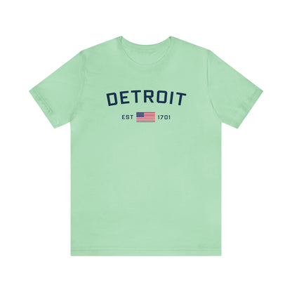 'Detroit EST 1701' T-Shirt (w/ USA Flag Outline) | Unisex Standard Fit