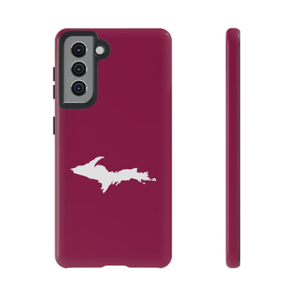 Michigan Upper Peninsula Tough Phone Case (Ruby Red w/ UP Outline) | Samsung & Pixel Android