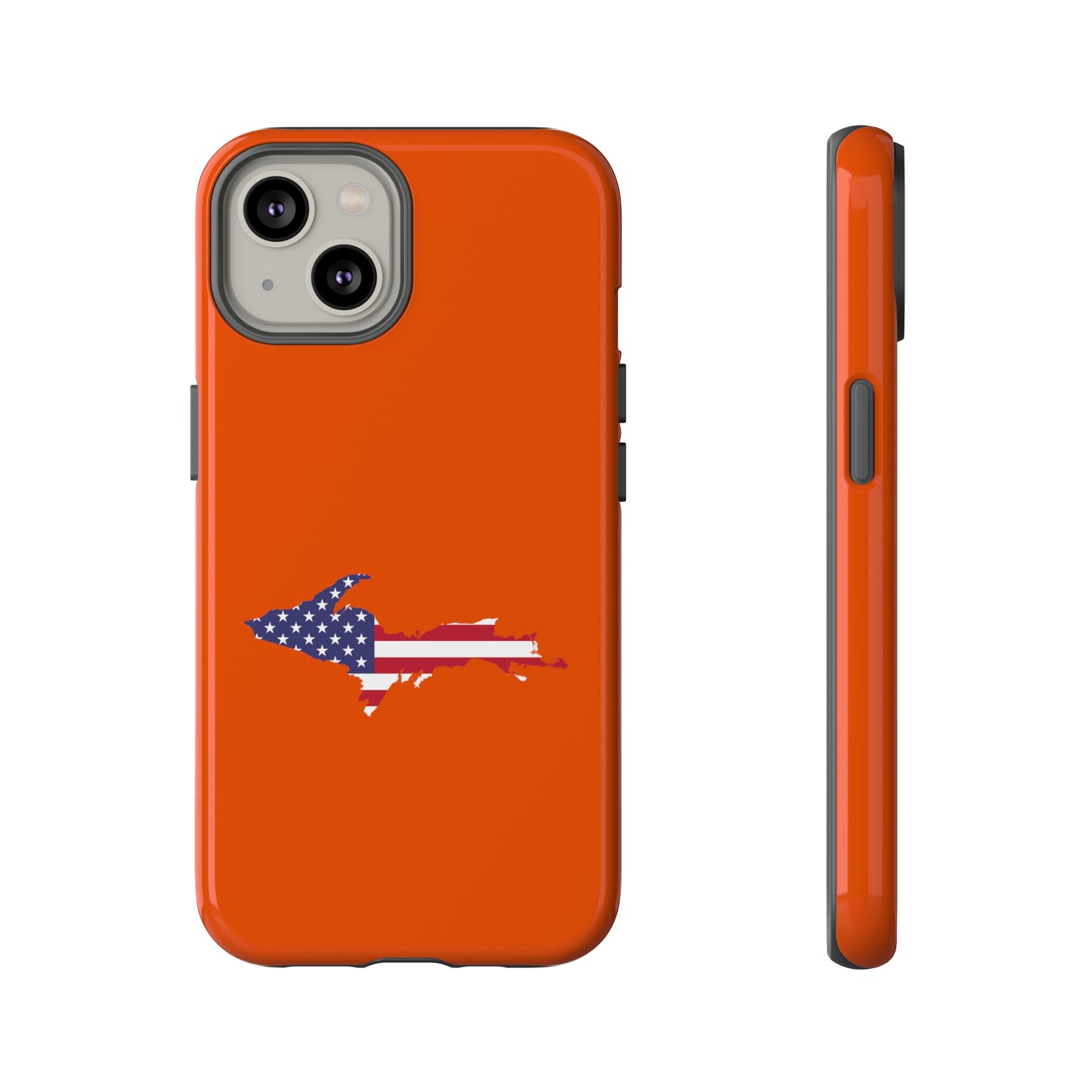 Michigan Upper Peninsula Tough Phone Case (Maple Leaf Orange w/ UP USA Outline) | Apple iPhone