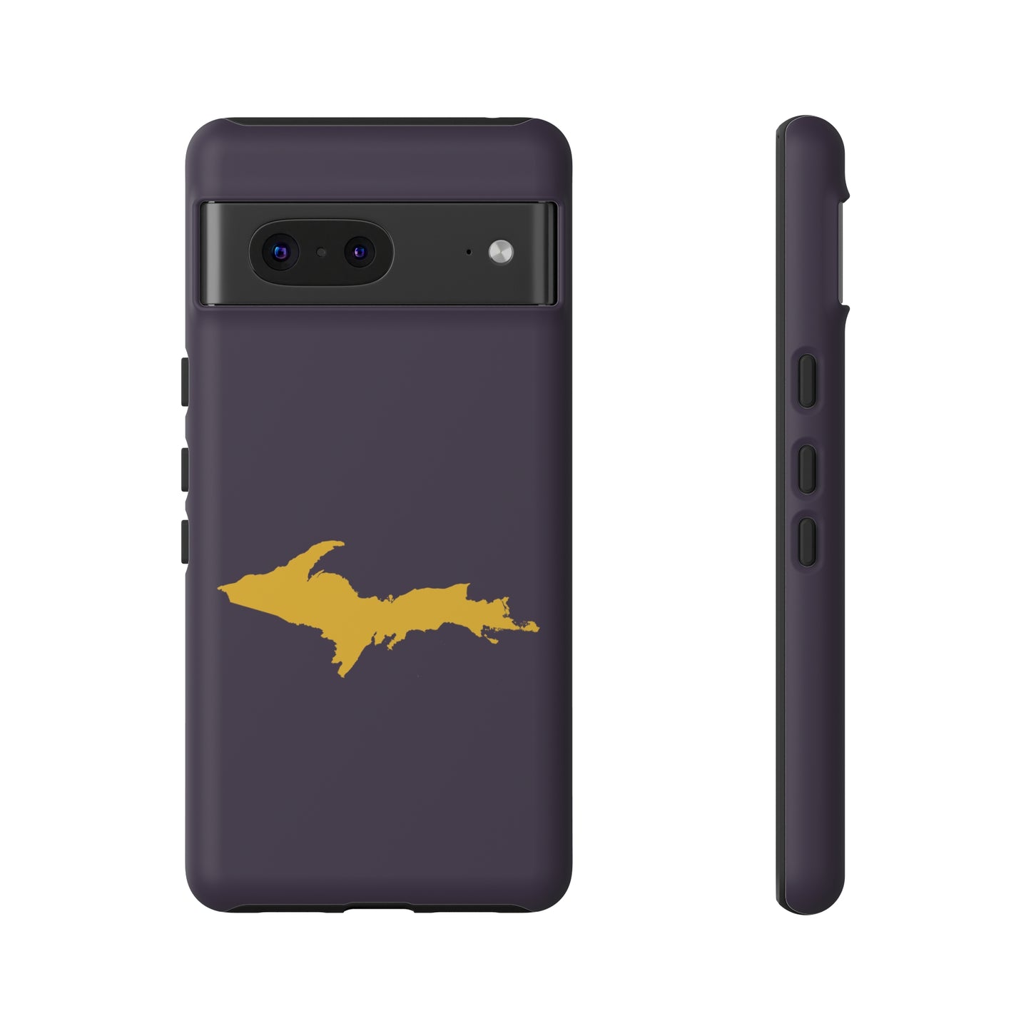 Michigan Upper Peninsula Tough Phone Case (Blackcurrant w/ Gold UP Outline) | Samsung & Pixel Android