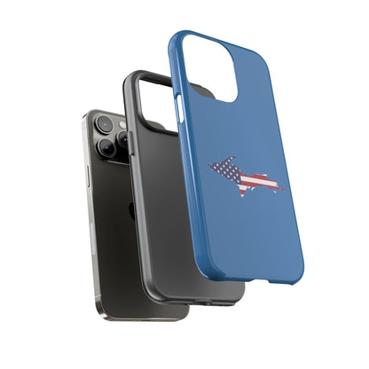 Michigan Upper Peninsula Tough Phone Case (Lake Superior Blue w/ UP USA Flag Outline) | Apple iPhone