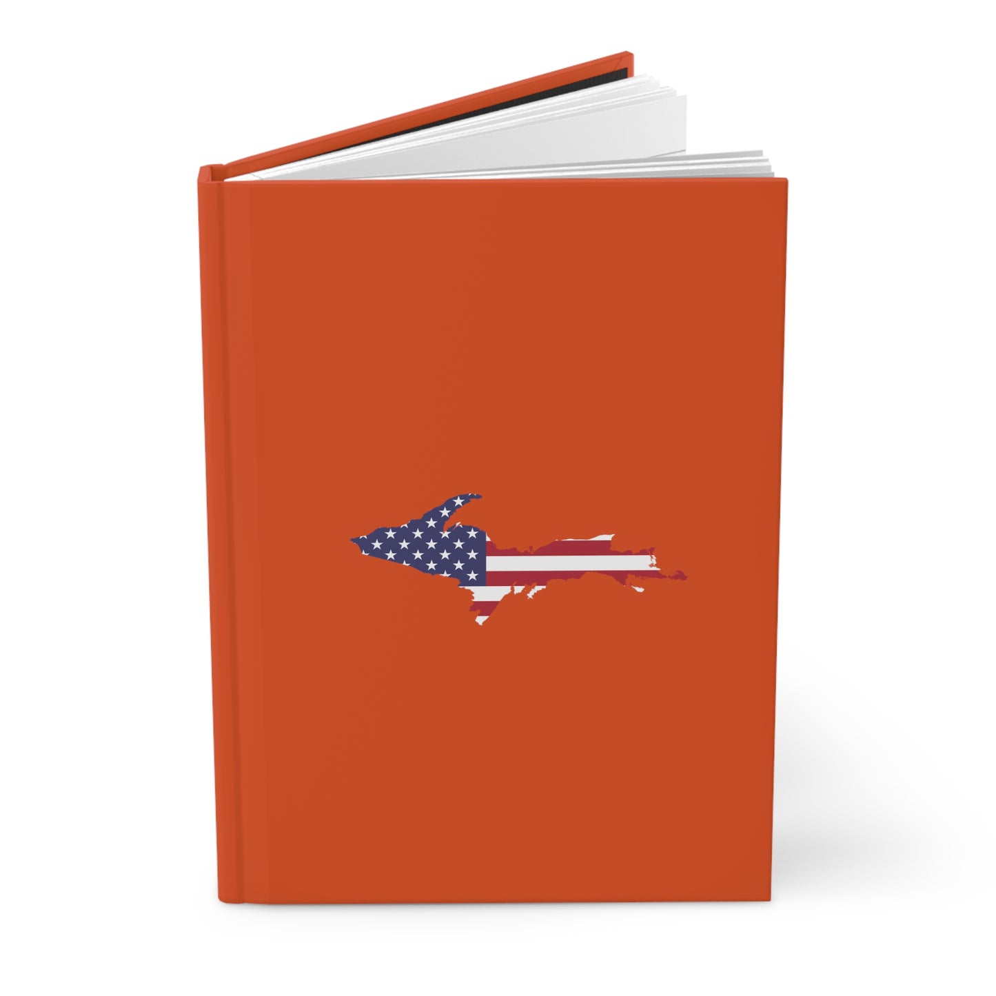 Michigan Upper Peninsula Hardcover Journal (w/ UP USA Flag) | Ruled - Maple Leaf Orange