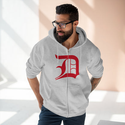 Detroit 'Old English D' Hoodie (Full-Body Aliform Red) | Unisex Full Zip