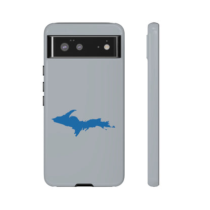 Michigan Upper Peninsula Tough Phone Case (Silver w/ Azure UP Outline) | Samsung & Pixel Android