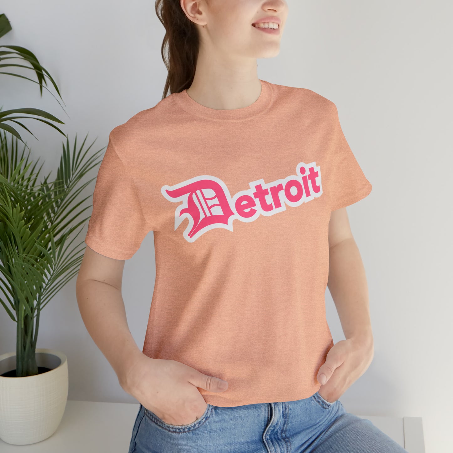 'Detroit' T-Shirt (Rhodochrosite Pink w/ Old English 'D') | Unisex Standard