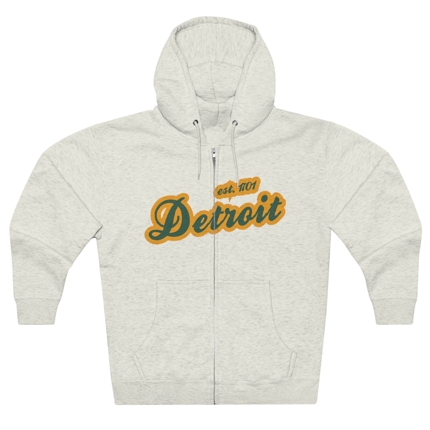 'Detroit EST 1701' Hoodie (Ginger Ale Green Script Font) | Unisex Full Zip