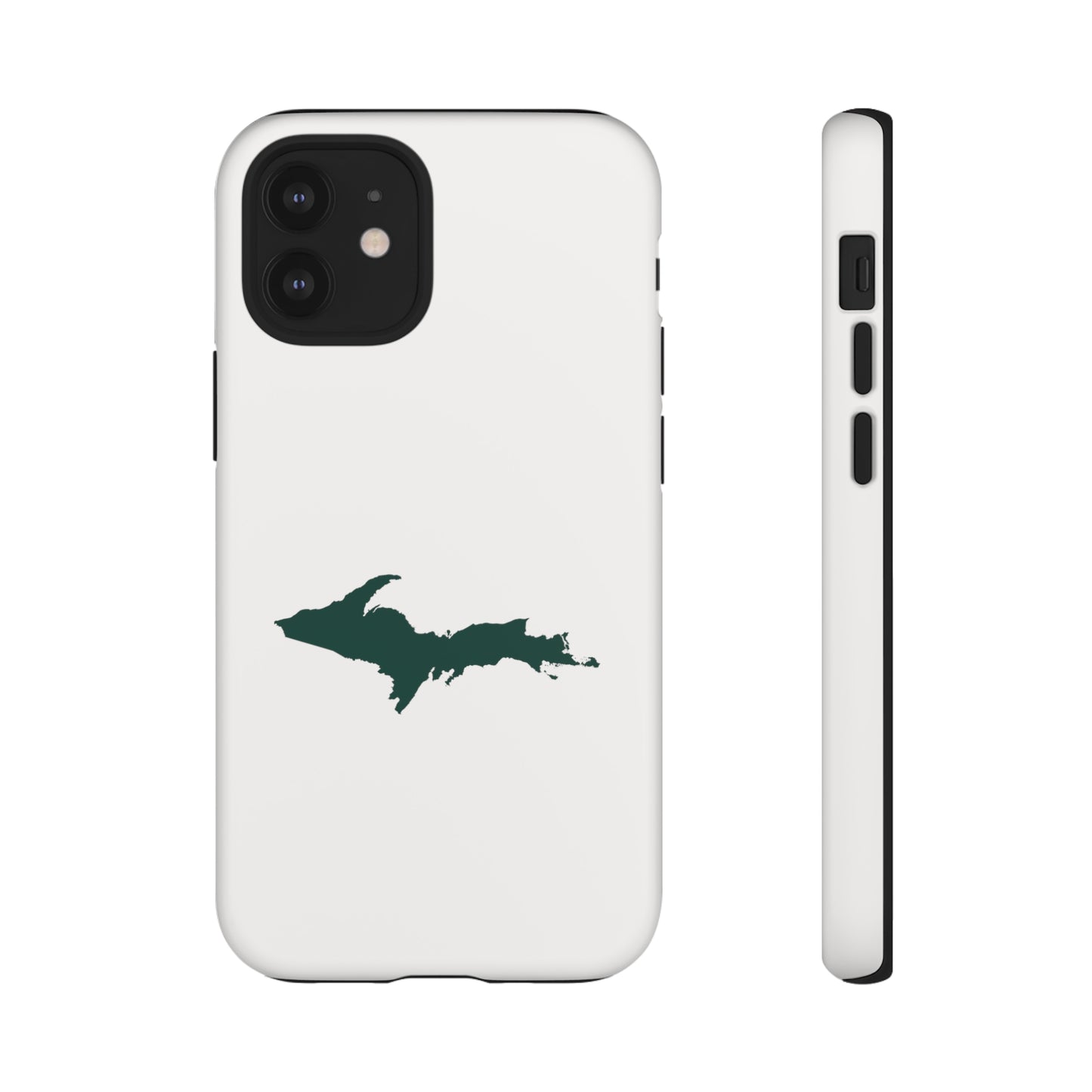 Michigan Upper Peninsula Tough Phone Case (Birch Bark White w/ Green UP Outline) | Apple iPhone