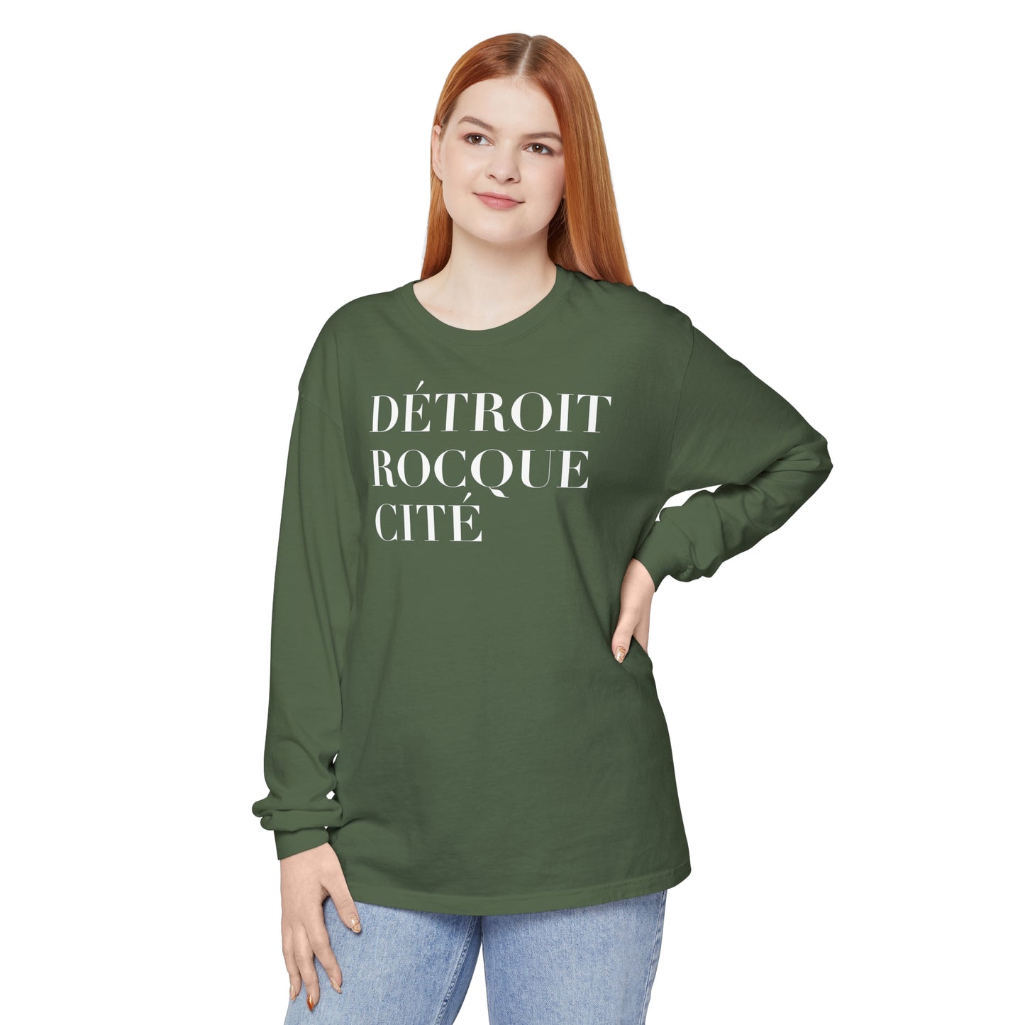 'Détroit Rocque Cité' Garment-Dyed T-Shirt | Unisex Long Sleeve