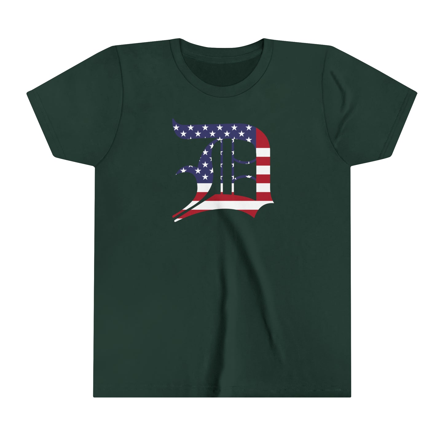 Detroit 'Old English D' T-Shirt (Patriotic Edition) | Youth Short Sleeve