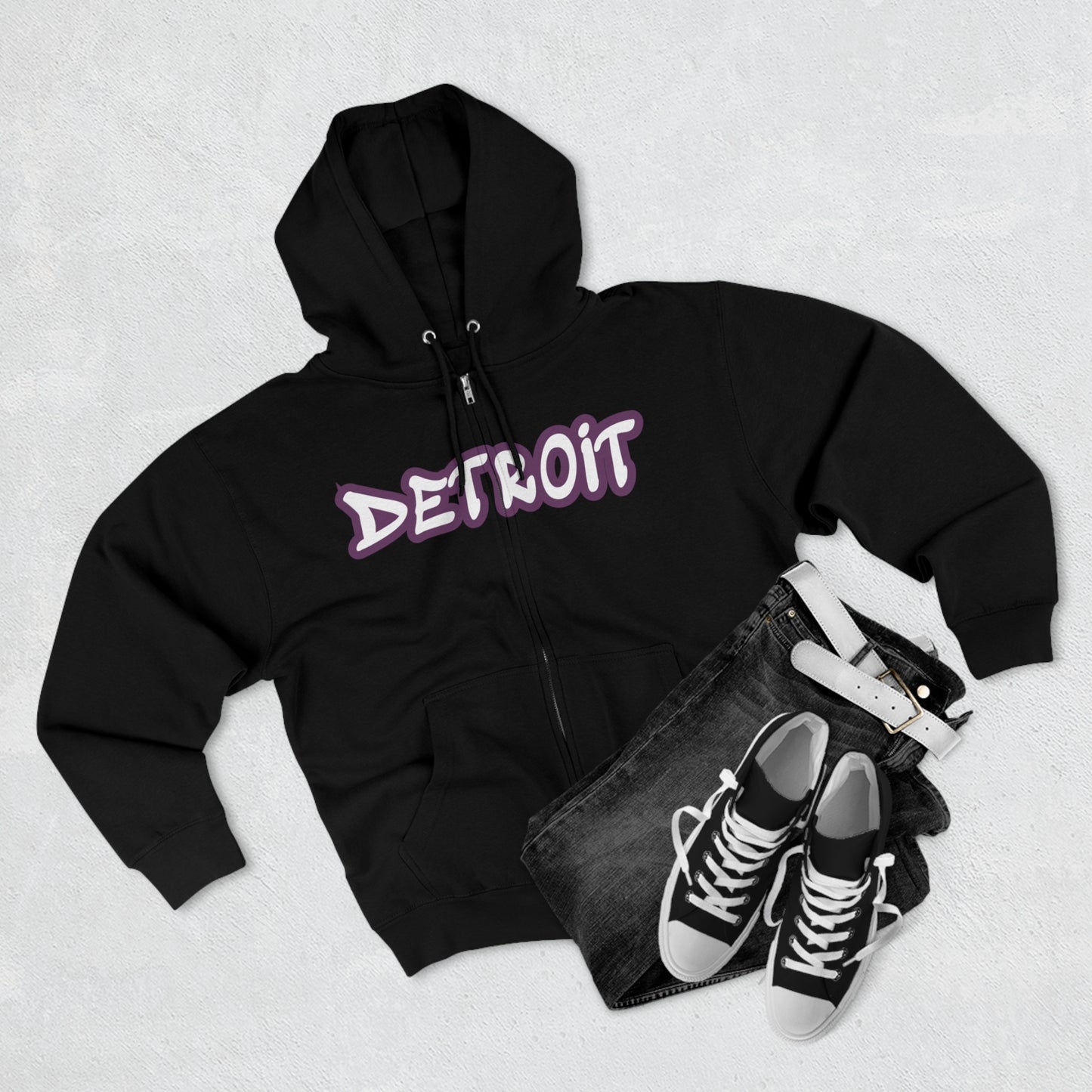 Detroit' Hoodie (Plum Tag Font) | Unisex Full Zip