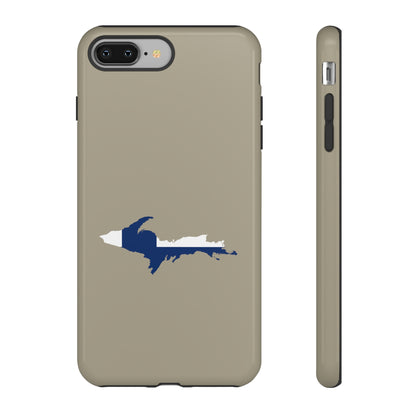 Michigan Upper Peninsula Tough Phone Case (Petoskey Stone Beige w/ UP Finland Flag Outline) | Apple iPhone