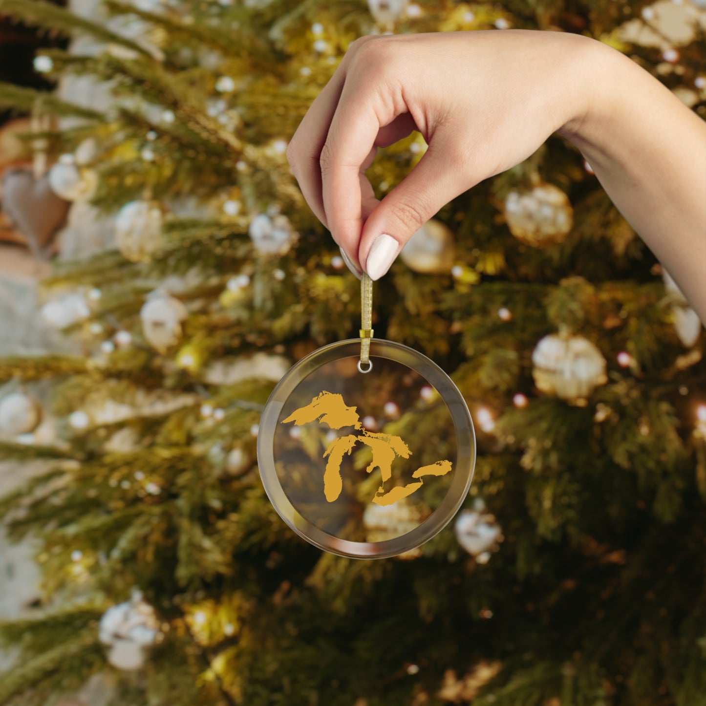 Great Lakes Christmas Ornament | Clear Glass - Gold