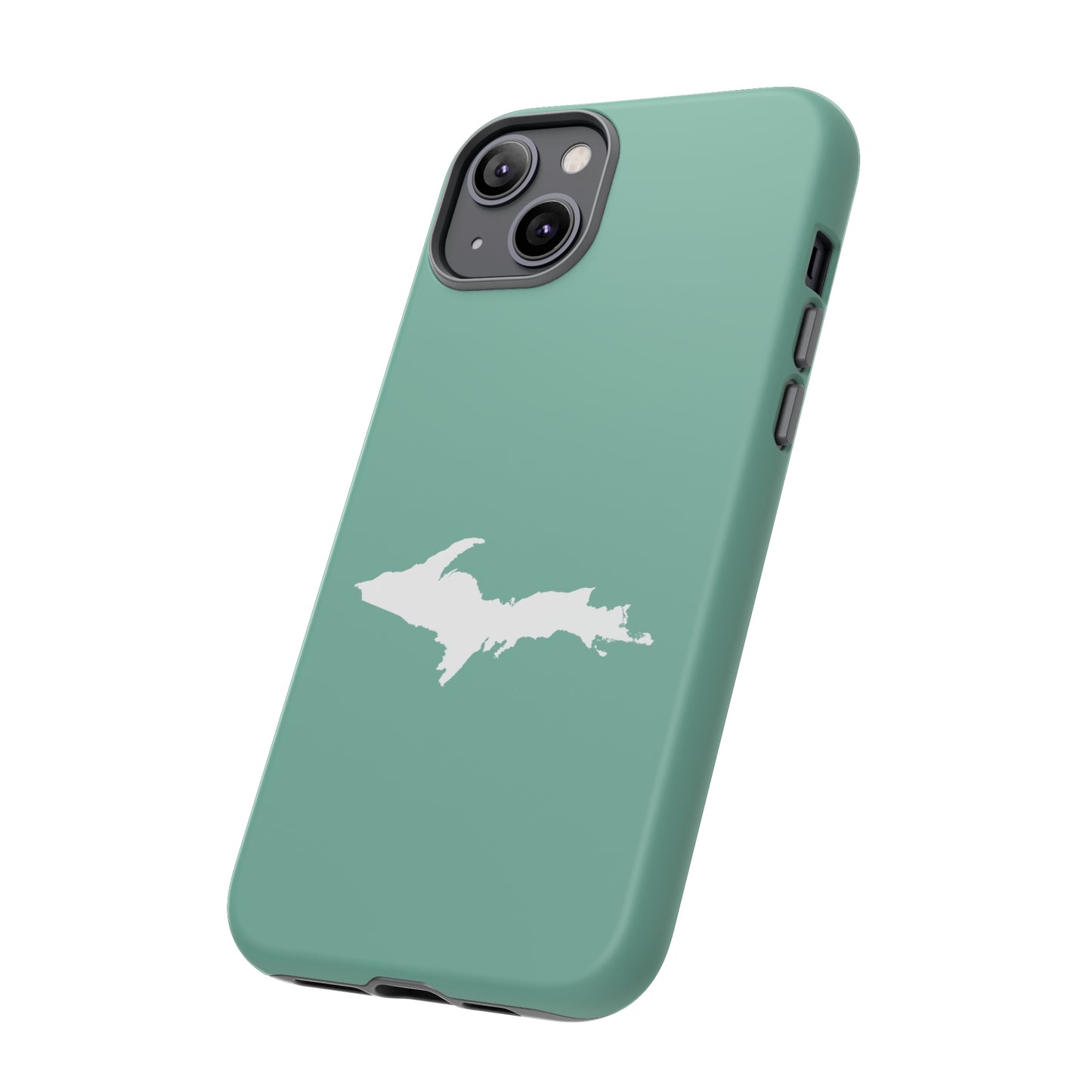 Michigan Upper Peninsula Tough Phone Case ('64 Metallic Mint Green w/ UP Outline) | Apple iPhone