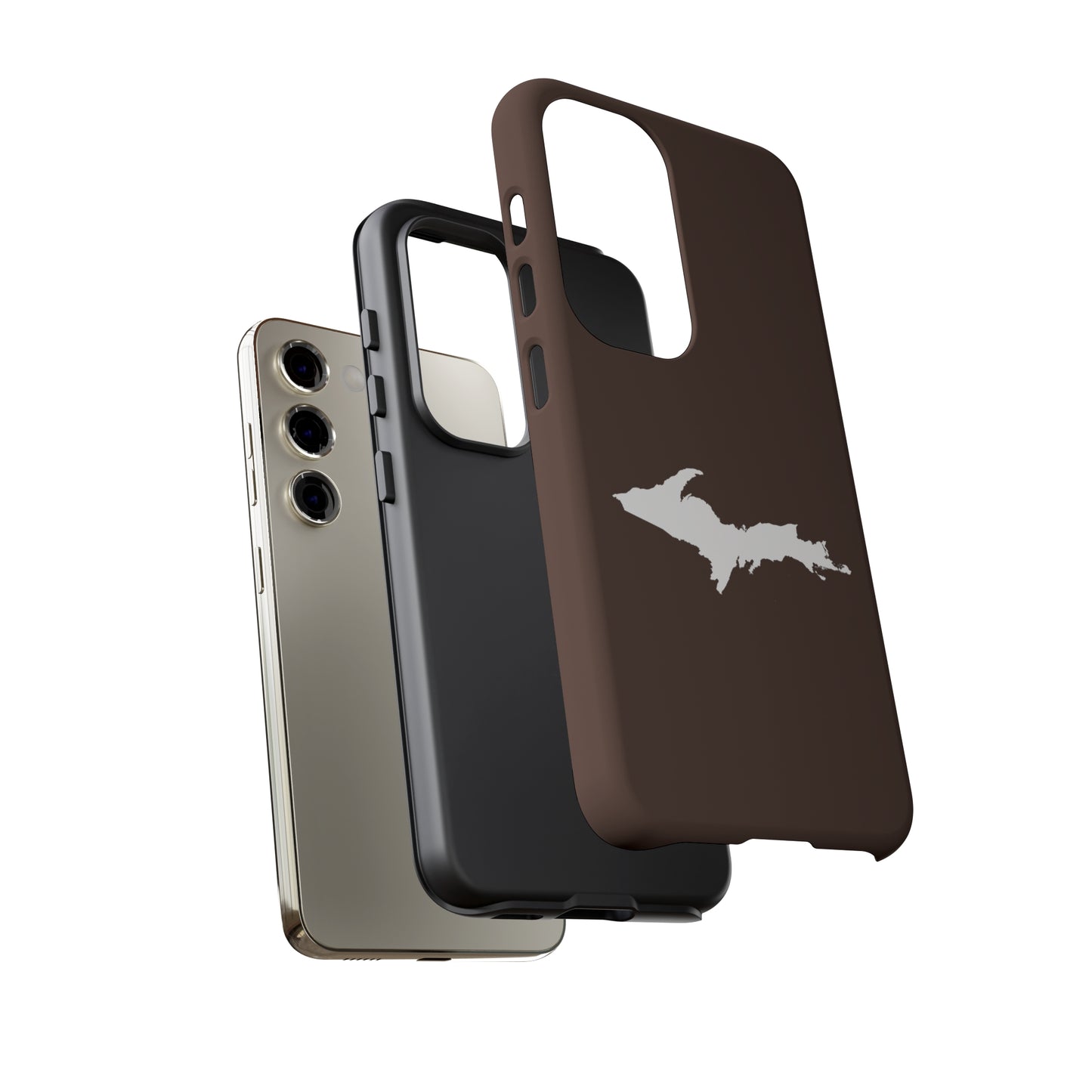 Michigan Upper Peninsula Tough Phone Case (Hickory Color w/ UP Outline) | Samsung & Pixel Android