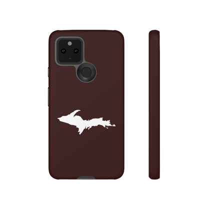 Michigan Upper Peninsula Tough Phone Case (Cherrywood Color w/ UP Outline) | Samsung & Pixel Android