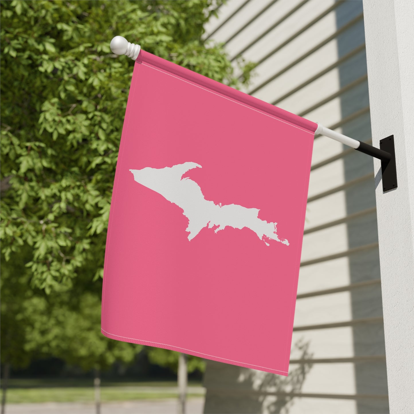 Michigan Upper Peninsula Home & Garden Flag (w/ UP Outline) | Rhodochrosite Pink