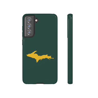 Michigan Upper Peninsula Tough Phone Case (Green w/ Gold UP Outline) | Samsung & Pixel Android