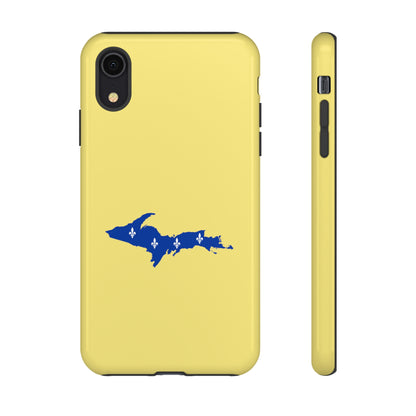 Michigan Upper Peninsula Tough Phone Case (Yellow Cherry Color w/ UP Quebec Flag Outline) | Apple iPhone