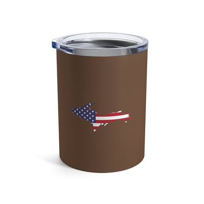 Michigan Upper Peninsula Tumbler (w/ UP USA Flag) | Coffee Color - 10oz